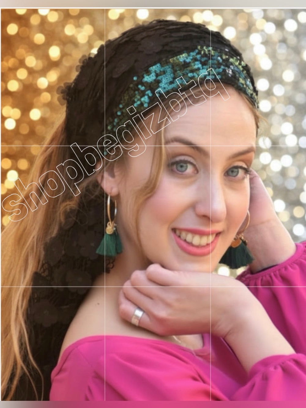 Lovely Black & Green Lace Handmade Mitpachat Head Covering-Scarf-Tichel Headband